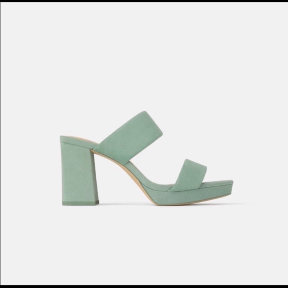 ZARA Suede Retro Green Platform Sandals- sz 7.5